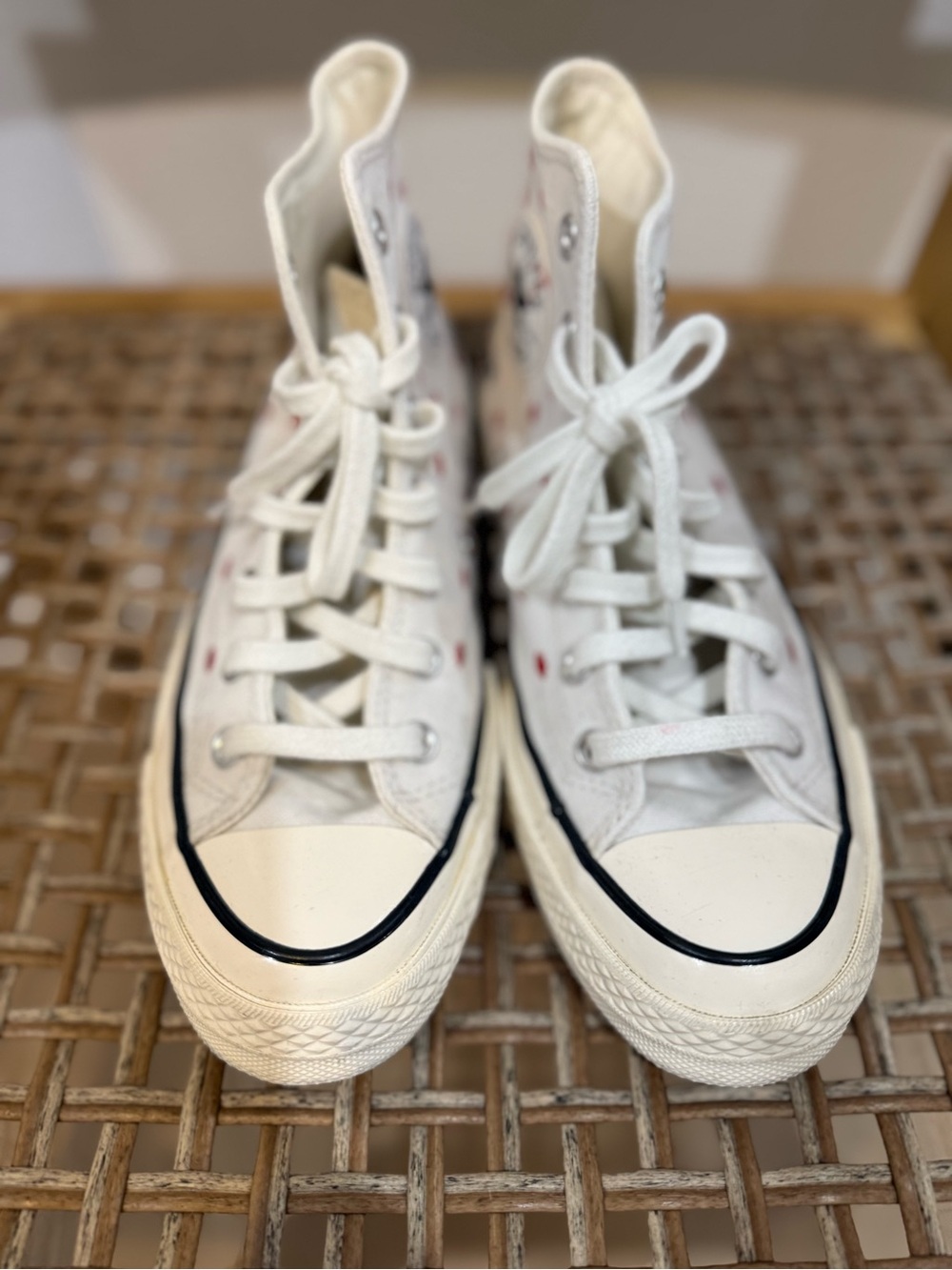 Converse White High Top Sneakers with Red Kiss Print - Picture 2 of 3